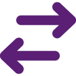 An icon of two arrows stacked on top of one another. One arrow points left while the other points right.