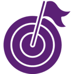 An icon of a bullseye, with a flag sticking out of its centre. The icon signifies "Vision."